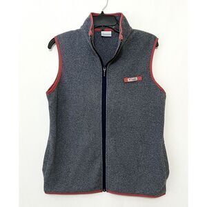 Columbia PFG Womens Full Zip Vest Size Medium Gray Fuchsia Hot Pink Fleece